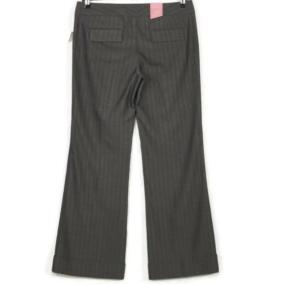 Old Navy Trouser Pants Wide Leg Grey Pinstripe Mid Rise Stretch 10 x 33‎ - Picture 2 of 12